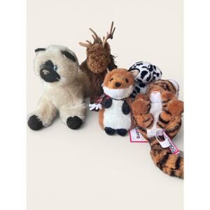 Title: Douglas Cuddle Toys Plush Bundle Lot of 5 (Fox Tiger Cat Dalmatian Moose
